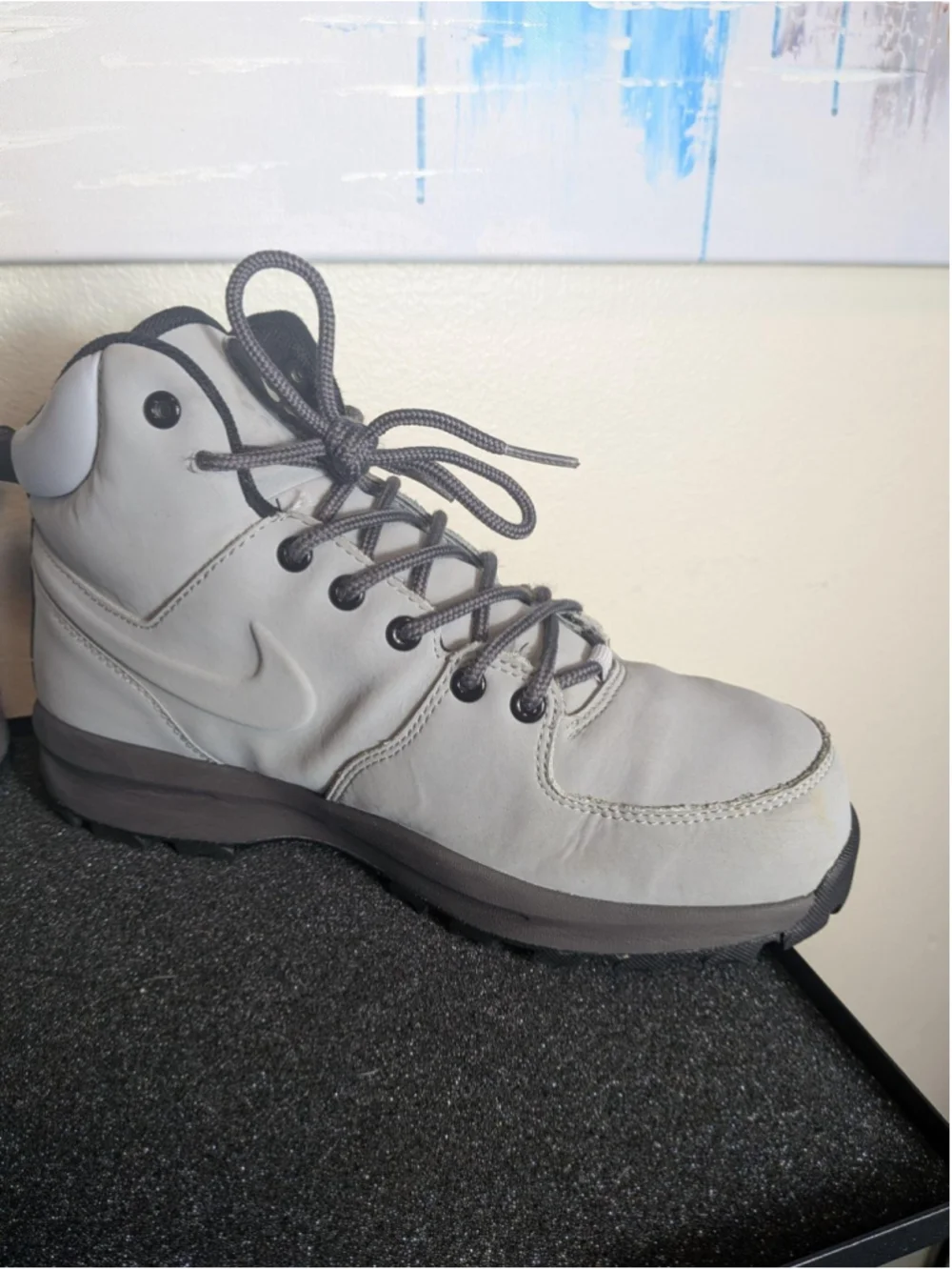Nike Manoa Leather Boots Mens Size 8.5 Gray Snow Hiking Outdoor 454350-004